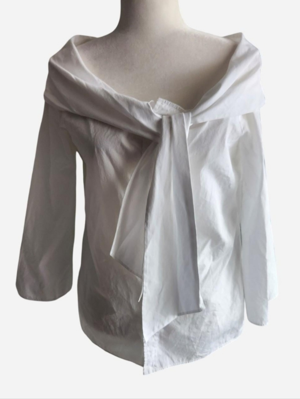 Ralph Lauren Purple Label White Off the Shoulder Button Up Blouse Shirt Size 2